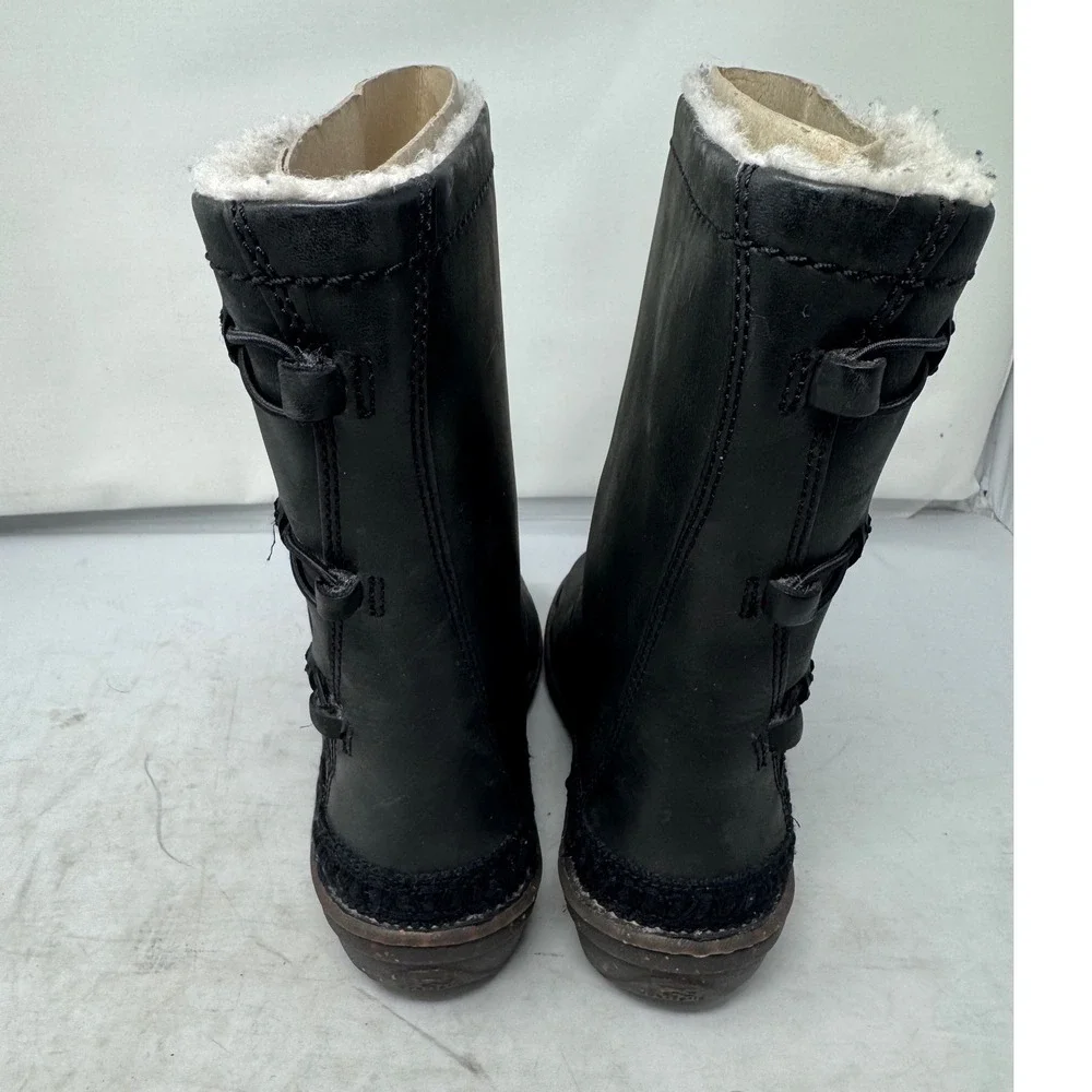 🔥UGG Australia 🖤Kensington Black Leather Shearling Toggle Boots 5156 Womens‎ 8